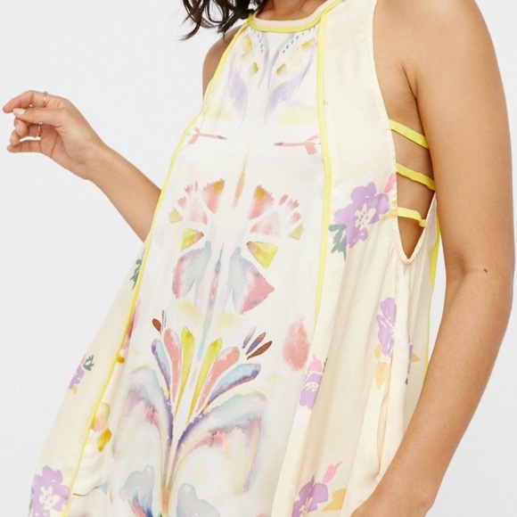 Free People Dream Free Tunic Watercolor Yellow M - Picture 1 of 8
